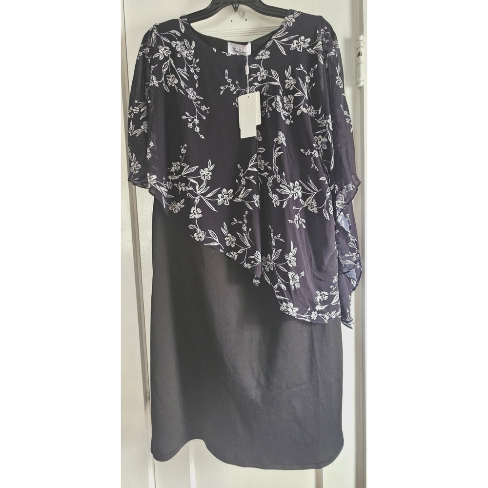 NWT Kim Curvy women's 2XL cape dress chiffon overlay pencil sleeveless dress